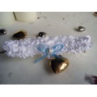 White Satin Wedding Garter with Heart and Blue Bow